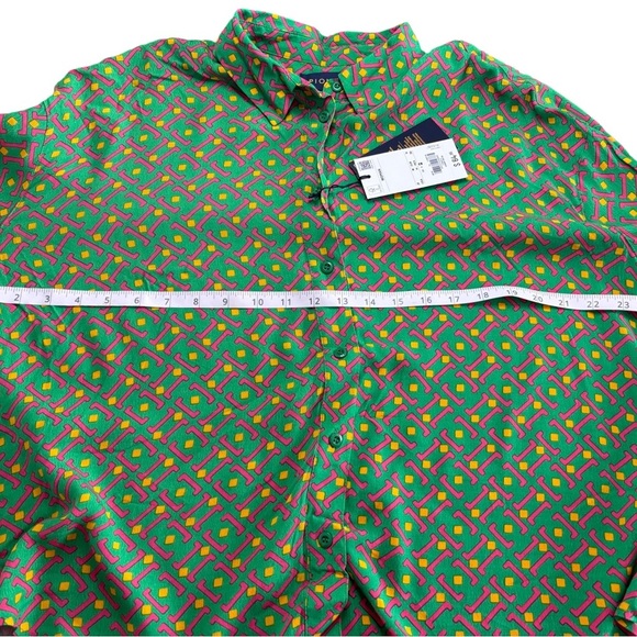 Piombo Vibrant Green and Pink Button Down Shirt - Picture 5 of 5